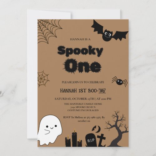 Spooky one Halloween first birthday party Invitation