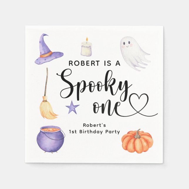 Spooky One Halloween First birthday party Napkins (Front)