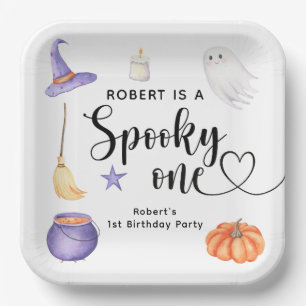 Spooky One Halloween First birthday party Paper Plates