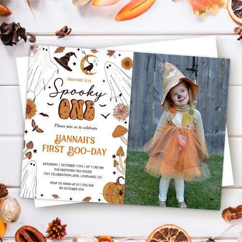 Spooky One Halloween First Birthday Party Photo Invitation