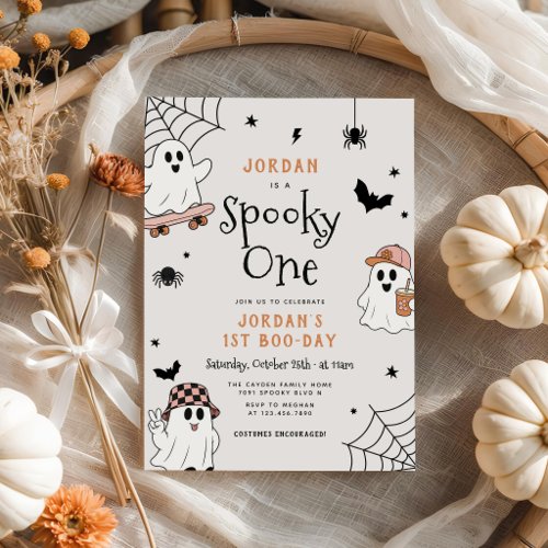 Spooky One Halloween Ghost 1st Birthday Invitation