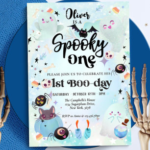 Spooky One Halloween Ghost 1st Birthday Invitation