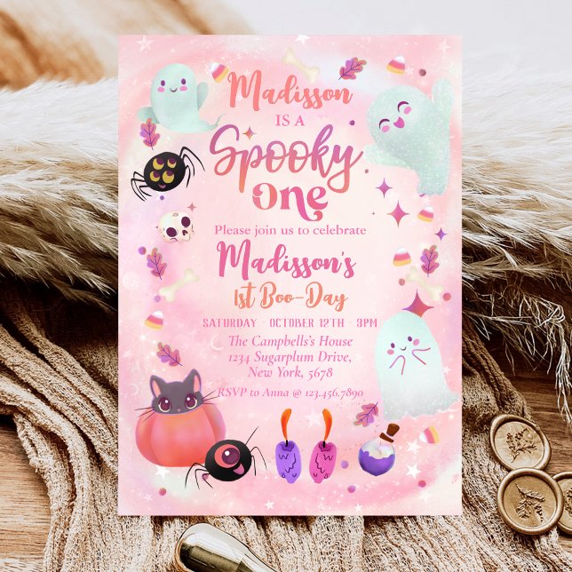 Spooky One Halloween Ghost 1st Birthday Invitation (Creator Uploaded)