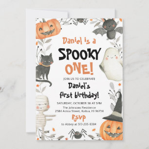 Spooky One Halloween Ghost 1st Birthday Invitation