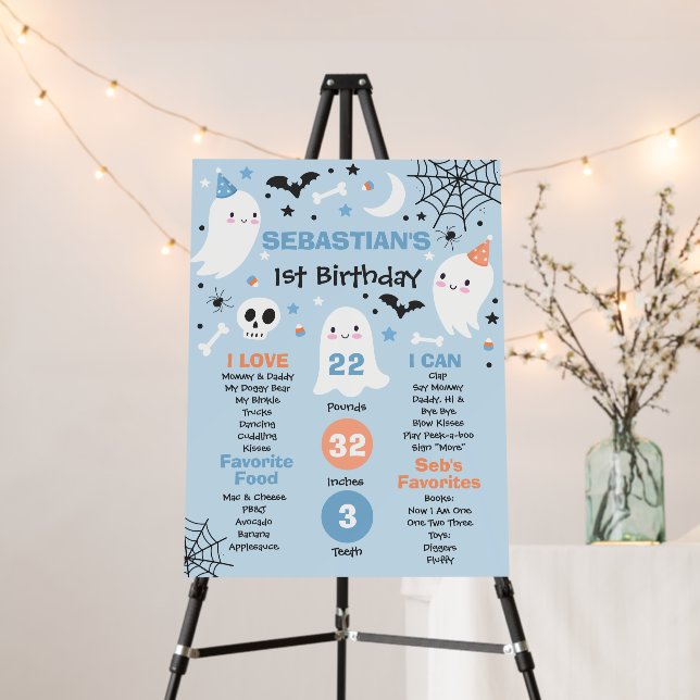 Spooky One Halloween Ghost 1st Birthday Milestone Foam Board (In Situ (Stand))