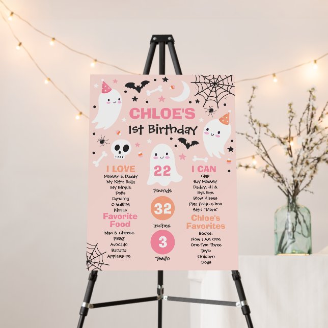 Spooky One Halloween Ghost 1st Birthday Milestone Foam Board (In Situ (Stand))