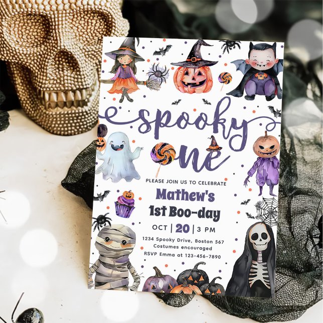Spooky One Halloween Ghost 1st Birthday Party Invitation (Creator Uploaded)