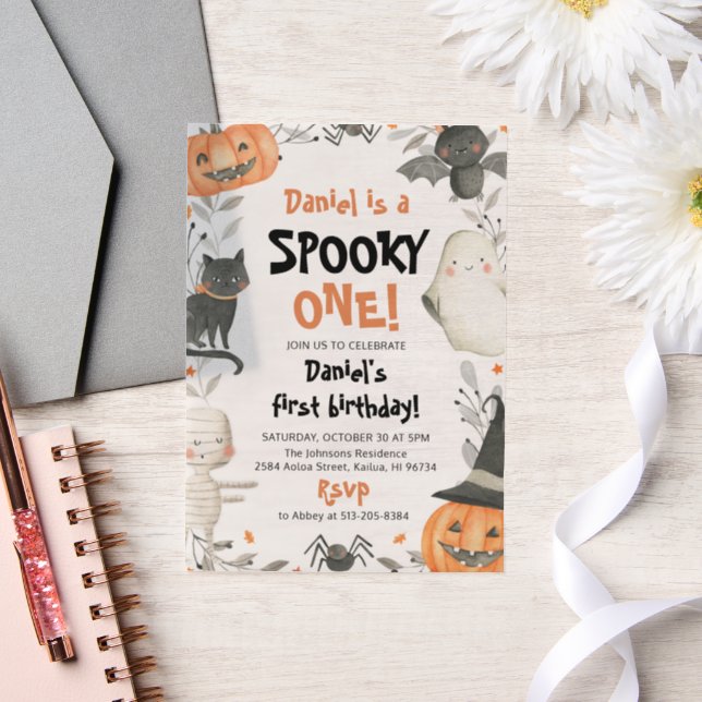 Spooky One Halloween Ghost 1st Birthday Vellum Invitations (Wedding)
