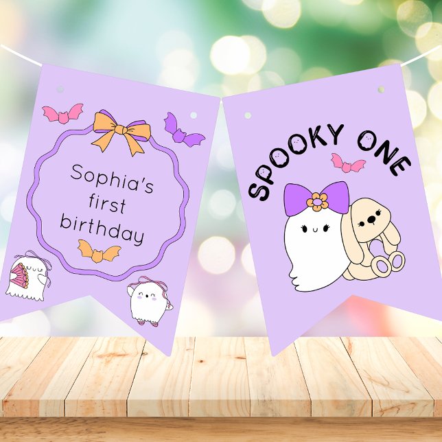 Spooky One Halloween Ghost Birthday Bunting Flags (Creator Uploaded)