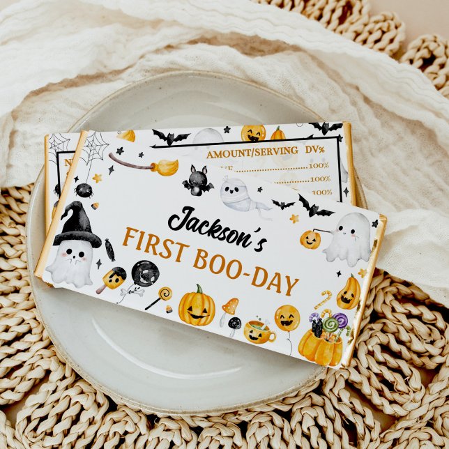 Spooky One Halloween Ghost Birthday Party Hershey Bar Favors (Creator Uploaded)