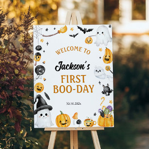 Spooky One Halloween Ghost Birthday Welcome Sign