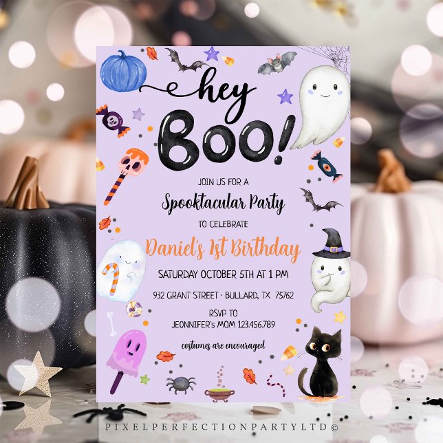 Spooky One Halloween Ghost Boy Birthday Invitation (Creator Uploaded)