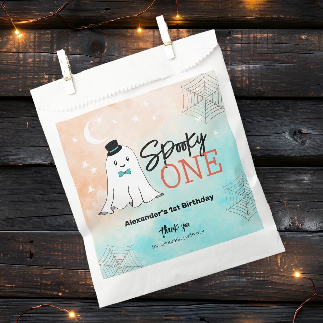 Spooky One Halloween Ghost Boys 1st Birthday Party Favor Bag (Creator Uploaded)