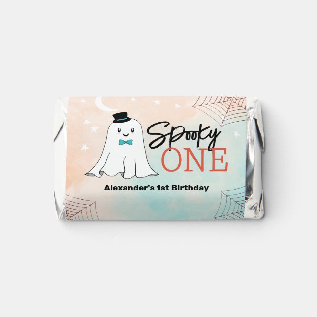 Spooky One Halloween Ghost Boys 1st Birthday Party Hershey's Miniatures (Front)