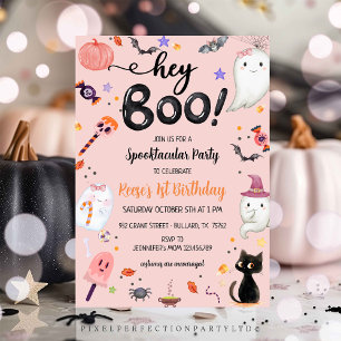 Spooky One Halloween Ghost Girl Birthday Invitation