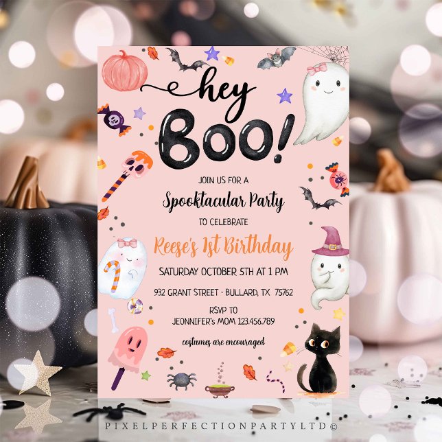 Spooky One Halloween Ghost Girl Birthday Invitation (Creator Uploaded)