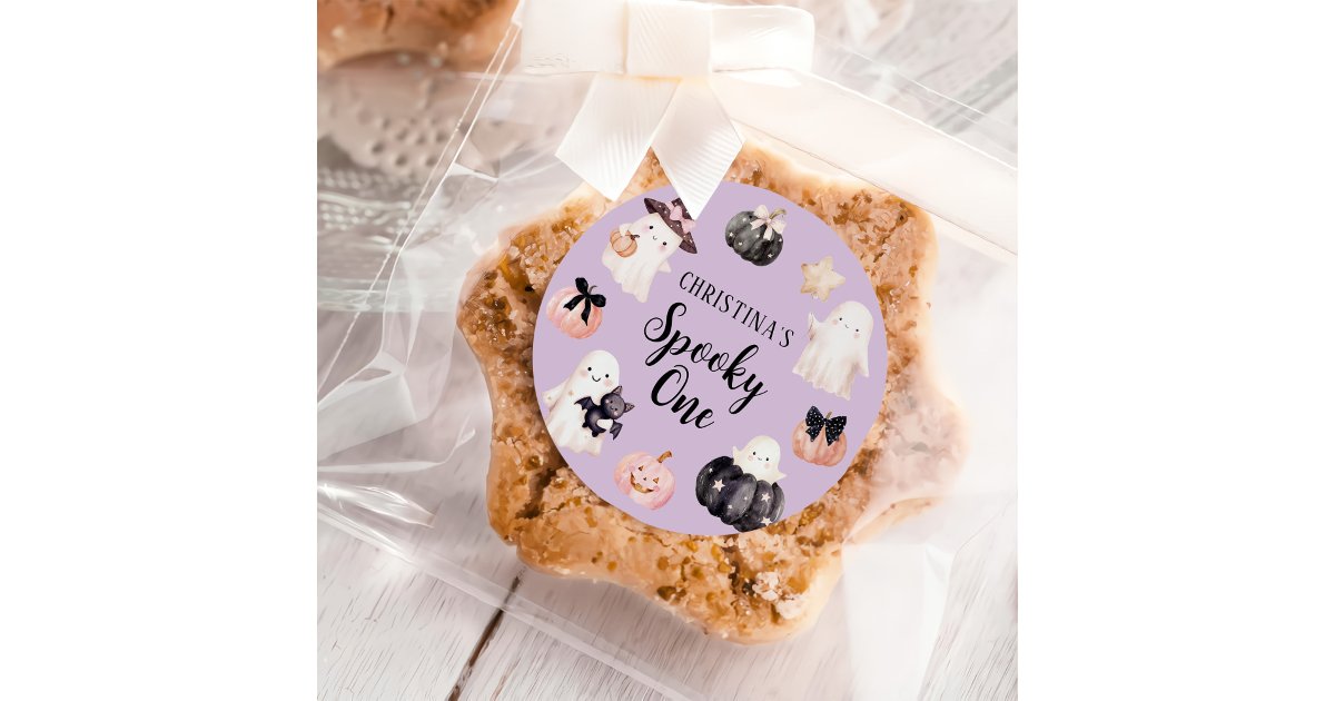 Spooky One Halloween Girl 1st Birthday Party Classic Round Sticker | Zazzle