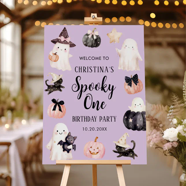 Spooky One Halloween Girl 1st Birthday Party Foam Board | Zazzle