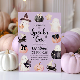 Spooky One Halloween Girl 1st Birthday Party Invitation