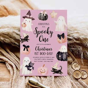 Spooky One Halloween Girl 1st Birthday Party Invitation