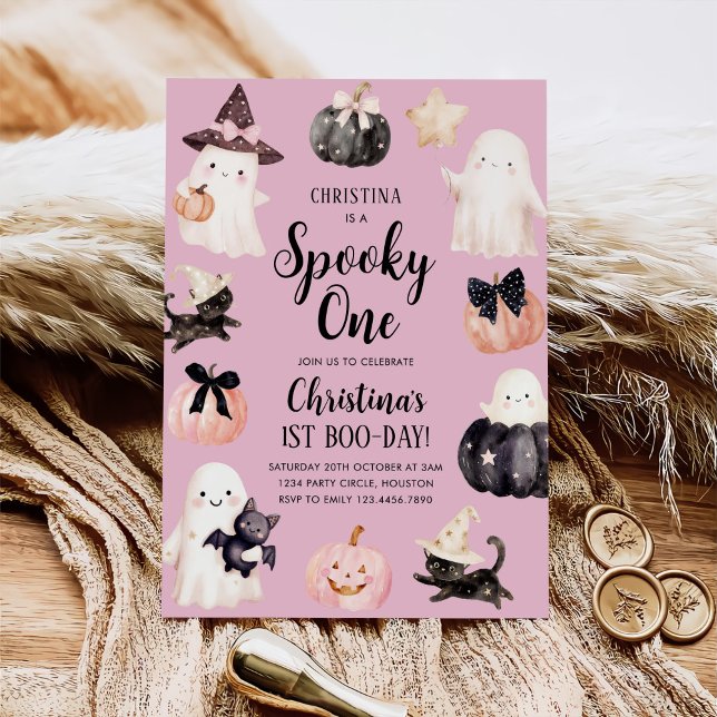Spooky One Halloween Girl 1st Birthday Party Invitation (Creator Uploaded)