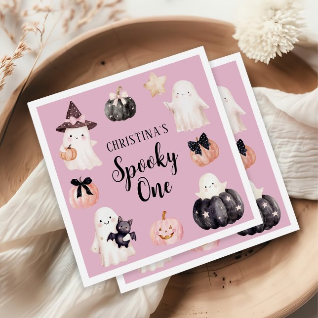 Spooky One Halloween Girl 1st Birthday Party Napkins (Creator Uploaded)