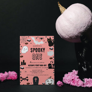 Spooky One Halloween girl first birthday party Invitation