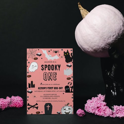 Spooky One Halloween  girl first birthday party Invitation