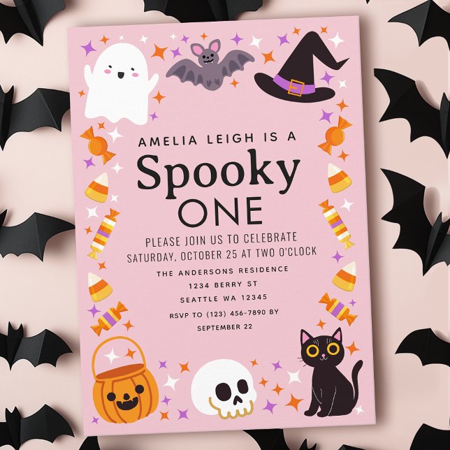 Spooky One Halloween Girls 1st Birthday Invitation (Creator Uploaded)