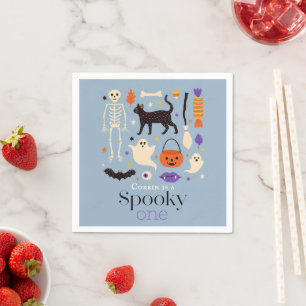Spooky One Halloween Motifs Blue 1st Birthday Napkins