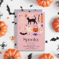 Spooky One Halloween Motifs Pink 1st Birthday
