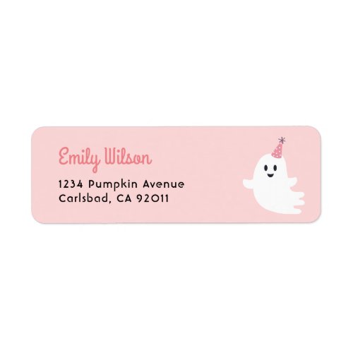 Spooky One Halloween Pink Ghost Return Address Label