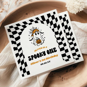 Spooky One Halloween Retro 1st Birthday Party Napkins