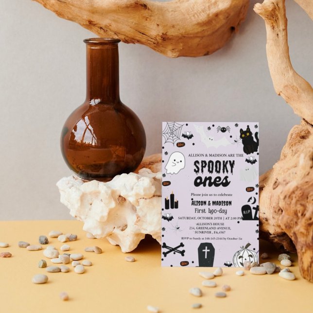 Spooky One Halloween Twin first birthday party  Invitation (Creator Uploaded)