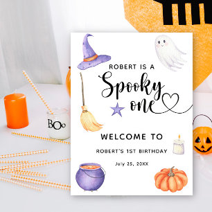 Spooky One Halloween Welcome to 1st Birthday Poster