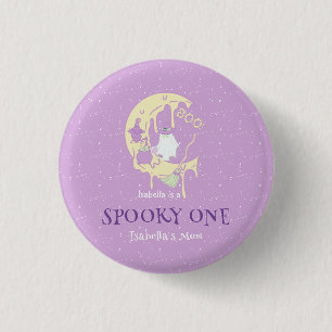 Spooky One Mom Cute Ghost Halloween 1st Birthday Button