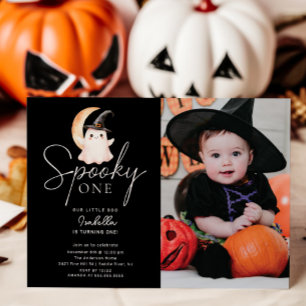 Spooky One Photo Birthday Invitation