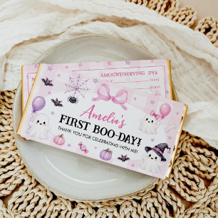 Spooky One Pink Ghost Halloween Birthday Hershey Bar Favors