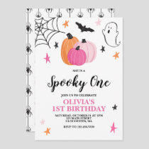 Spooky One Pink Halloween 1st Birthday Invitation