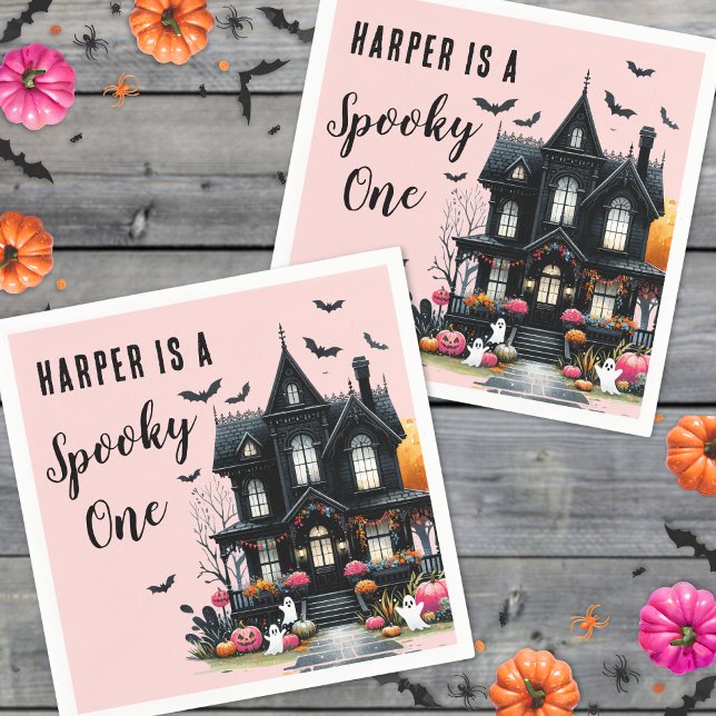 Spooky One Pink Halloween 1st Birthday Party Napkins (Spooky One Pink Halloween 1st Birthday Party Napkins)