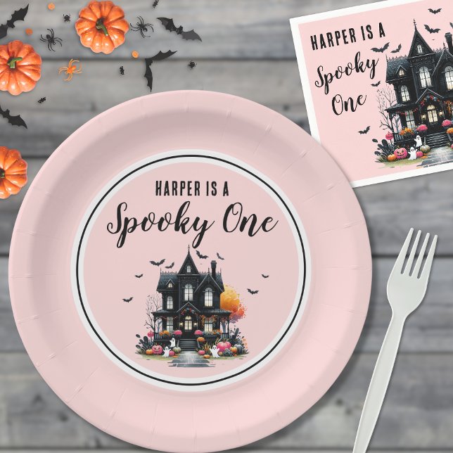 Spooky One Pink Halloween 1st Birthday Party Paper Plates (Spooky One Pink Halloween 1st Birthday Party Paper Plates )