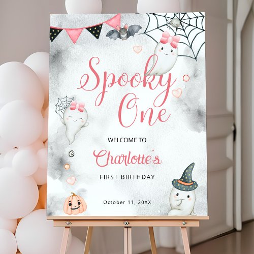 Spooky One Pink Halloween 1st Birthday Welcome Foam Board