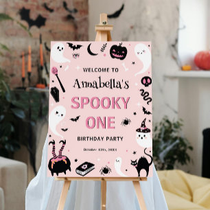 Spooky One Pink Halloween 1st Birthday Welcome Foam Board