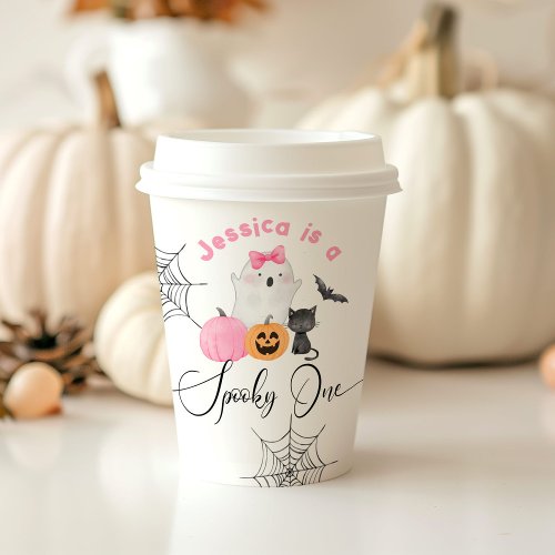 Spooky One pink Halloween birthday little Boo Paper Cups