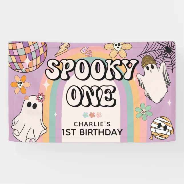 Spooky One Retro 1st Birthday Halloween Party Banner | Zazzle