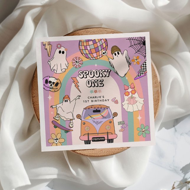 Spooky One Retro Fun 1st Birthday Party Napkins (Creator Uploaded)