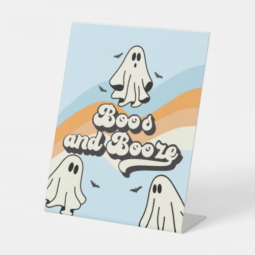 Spooky One Retro Ghost Birthday Booze Pedestal Sign