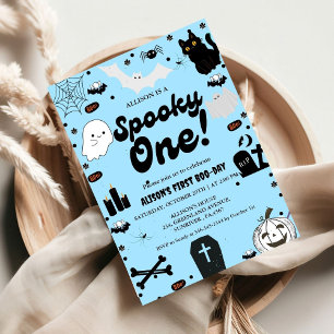 Spooky One Retro Grovy Halloween First Birthday Invitation