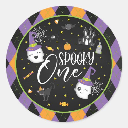 Spooky One Round Sticker _ Blk