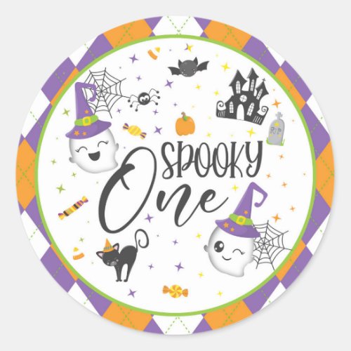 Spooky One Round Sticker _ White